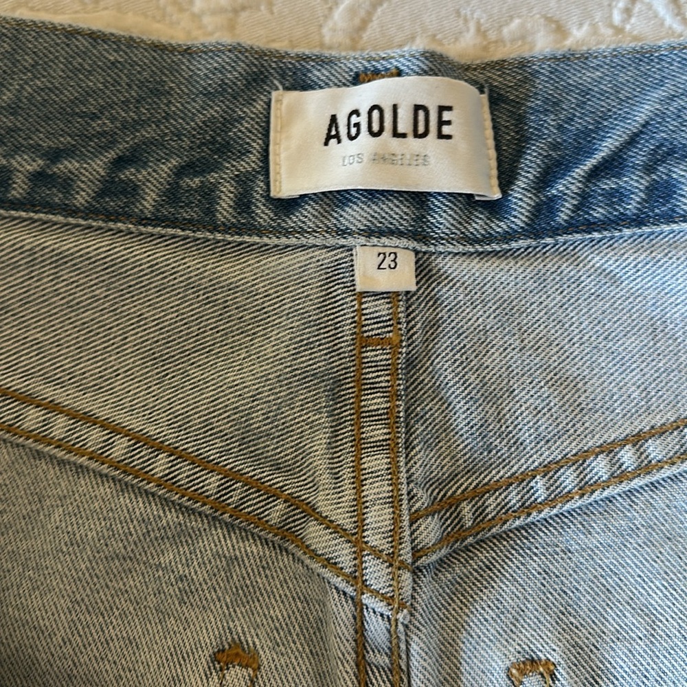 Agolde Folded Waistband Straight Leg Jeans in Sideline - Picture 8 of 14